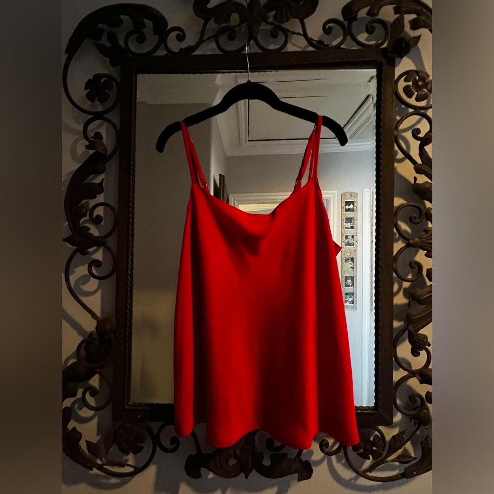 BCBG adjustable spaghetti strap red top